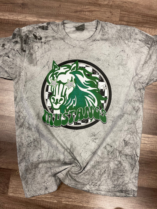 Mustangs black/green Preppy Mascot cc tee