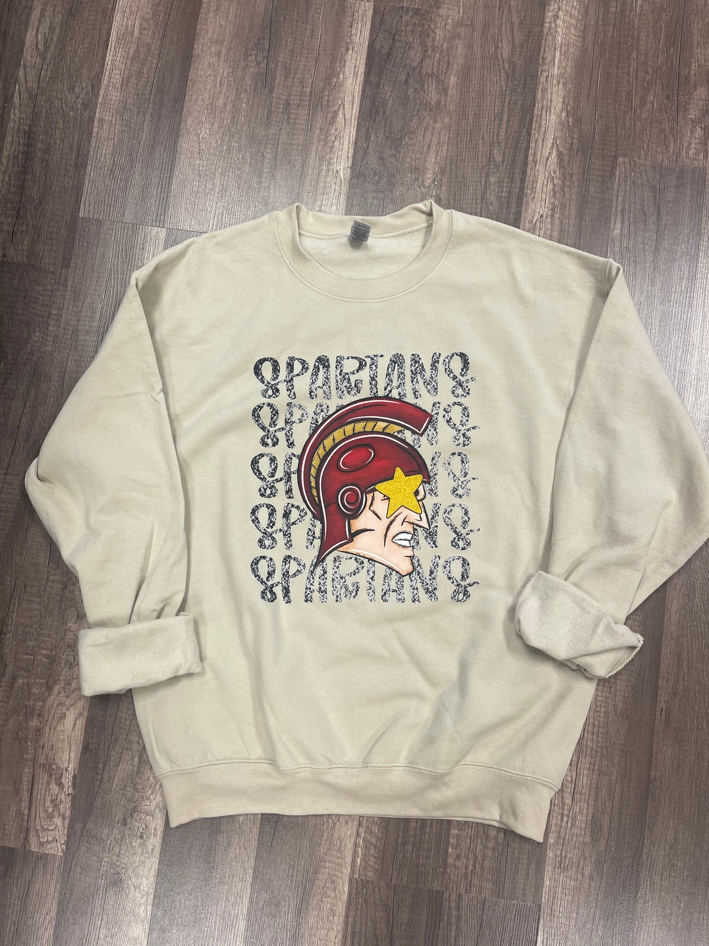 Spartans distressed sand sweatshirt