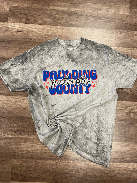 Retro Cursive Paulding County Patriots colorblast tee